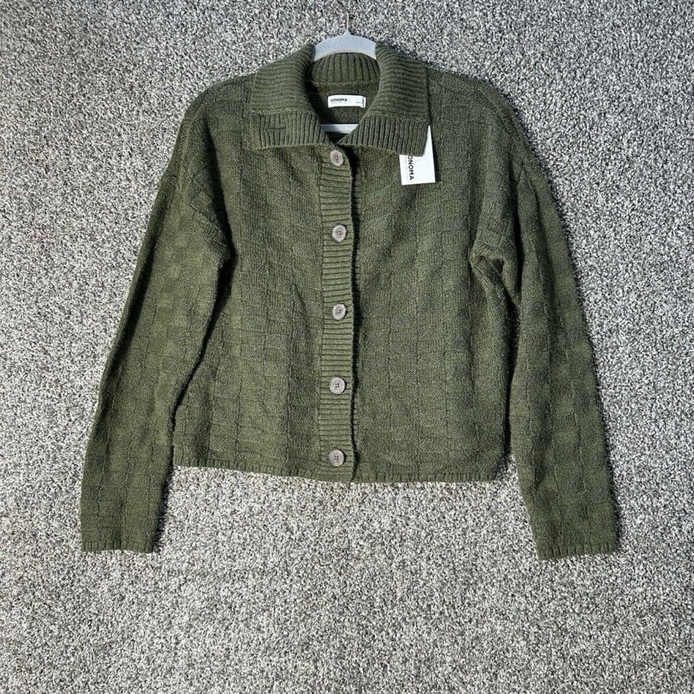 Sonoma Goods For Life Collared Cardigan SZ Medium NWT - Picture 4 of 8